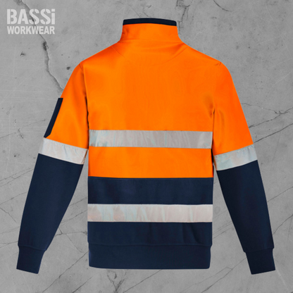 Unisex Hi Vis 1/4 Zip Pullover - Hooded Taped