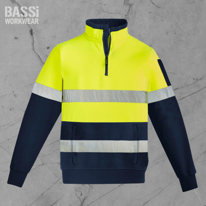 Unisex Hi Vis 1/4 Zip Pullover - Hooded Taped