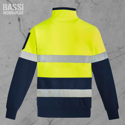 Unisex Hi Vis 1/4 Zip Pullover - Hooded Taped